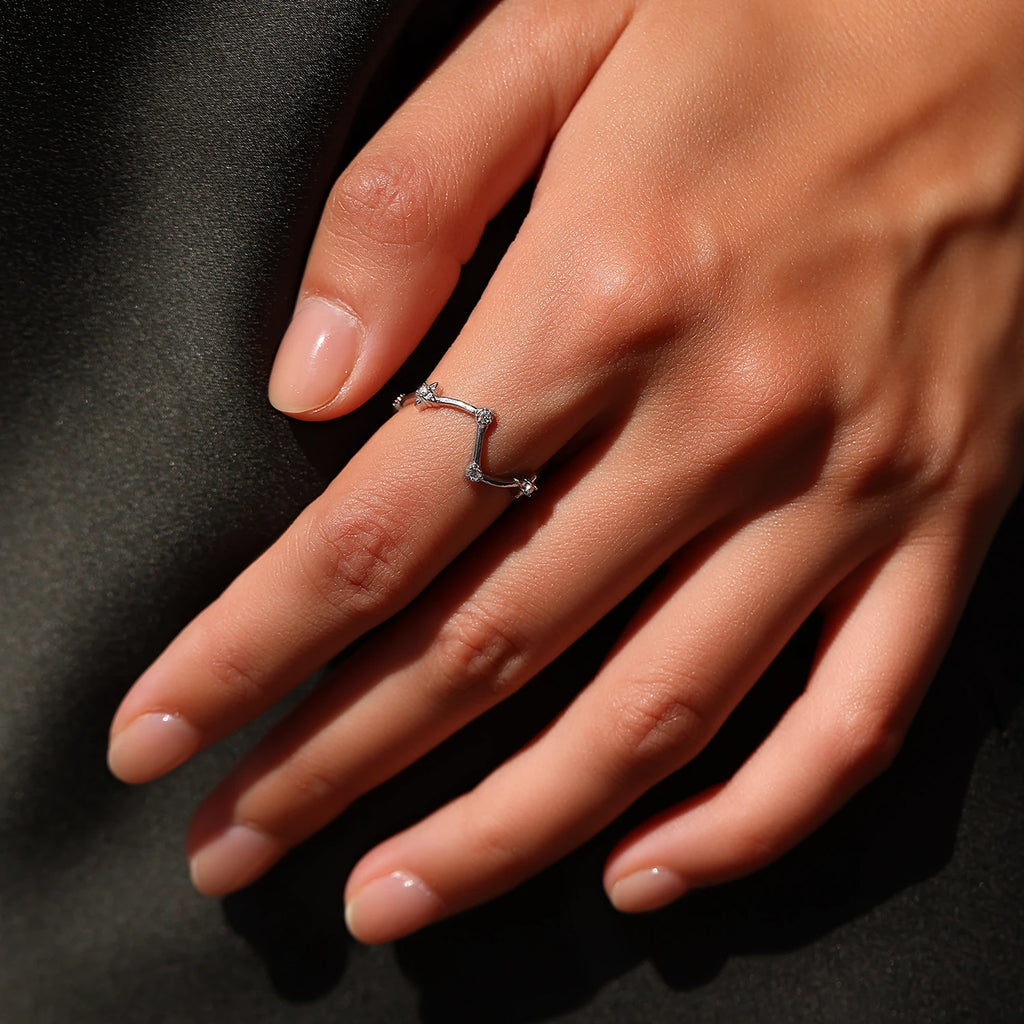 D Color Moissanite Ring 925 Sterling Silver Irregular Branch Shaped Full Circle Band Minimal Stackable Jewelry For Women