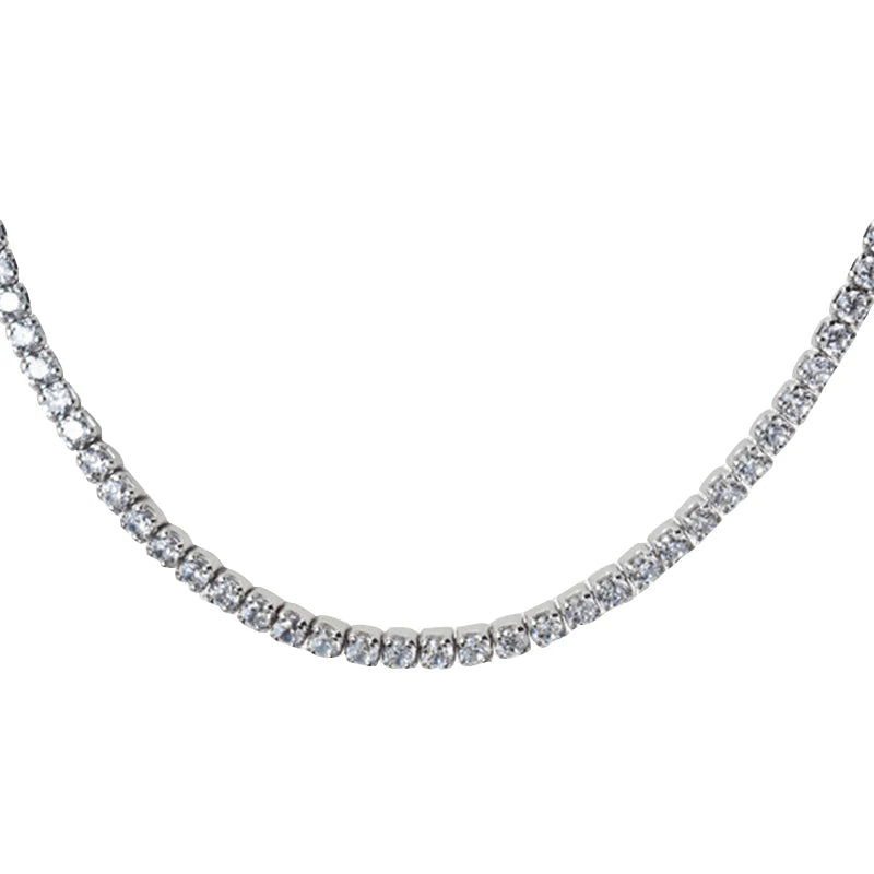 Genuien 925 Sterling Silver Dazzling Clear CZ Choker Necklace for Women Gift Adjustable Box Chain Original Fine Jewelry