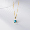 WANTME 925 Sterling Silver Simple Fashion Blue Turquoise Pendant Charm Chain Necklace for Women Elegant Statement Party Jewelry