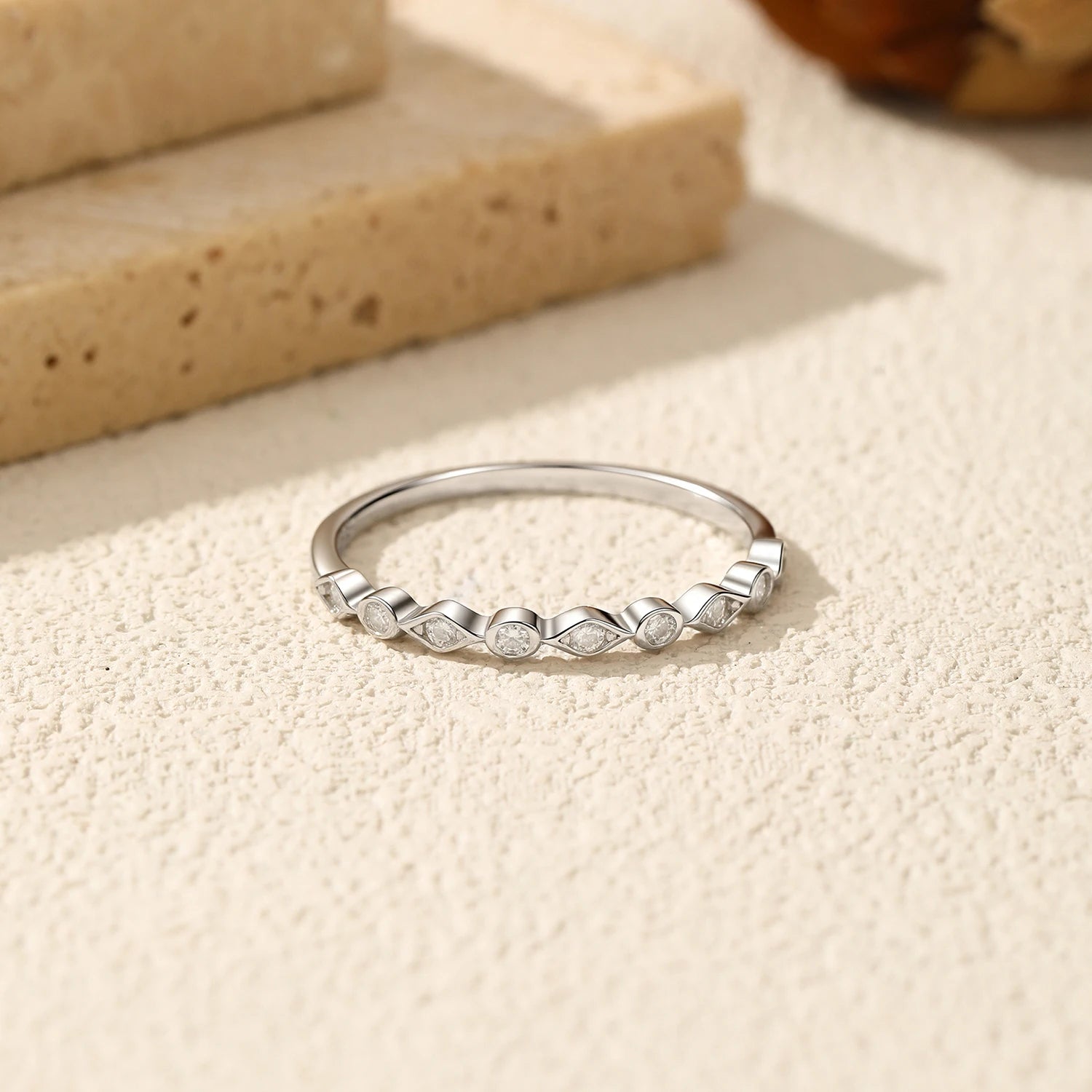 D Color Moissanite 925 Sterling Silver Light Luxury High-end Geometric Eternity Rings for Women Fine Jewelry Accessories