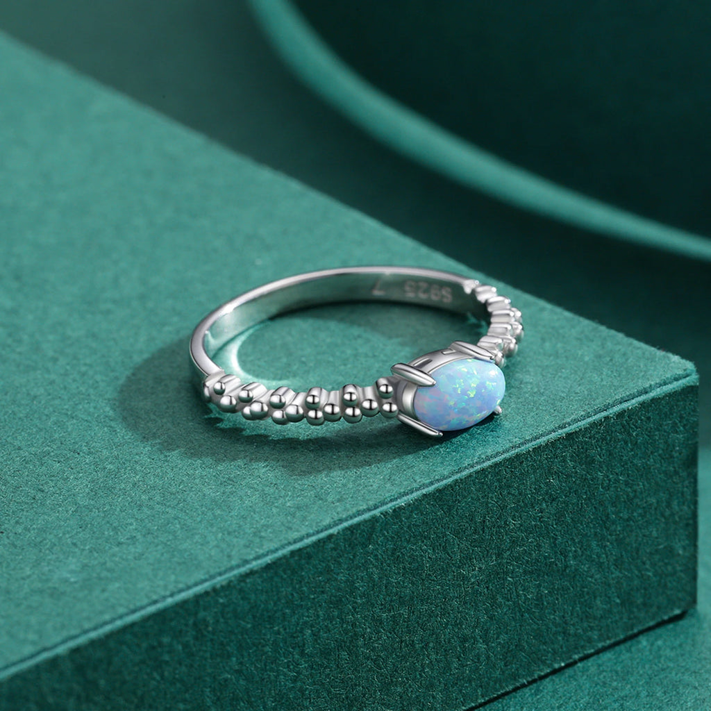 Genuine 925 Sterling Silver Natural Oval Opals Original Design Finger Rings For Women Fashion Fine Jewelry Accessories