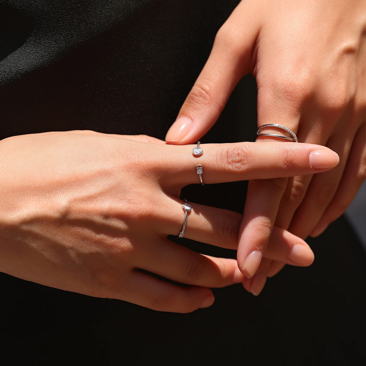 D Color Moissanite Stackable Ring 925 Sterling Silver Heart Lab Diamond Thin Elegant Love Finger Rings For Women Jewelry