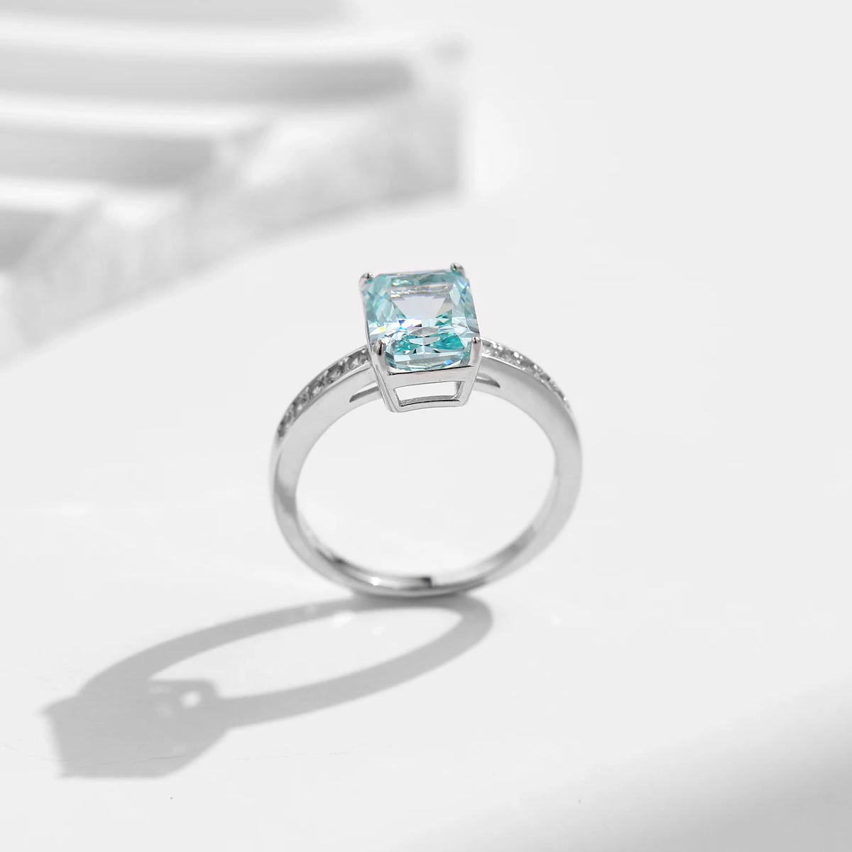 925 Sterling Silver Paraiba Color Crushed Ice Cut Cubic Zirconia Luxury Classic Cocktail Rings For Women Jewelry