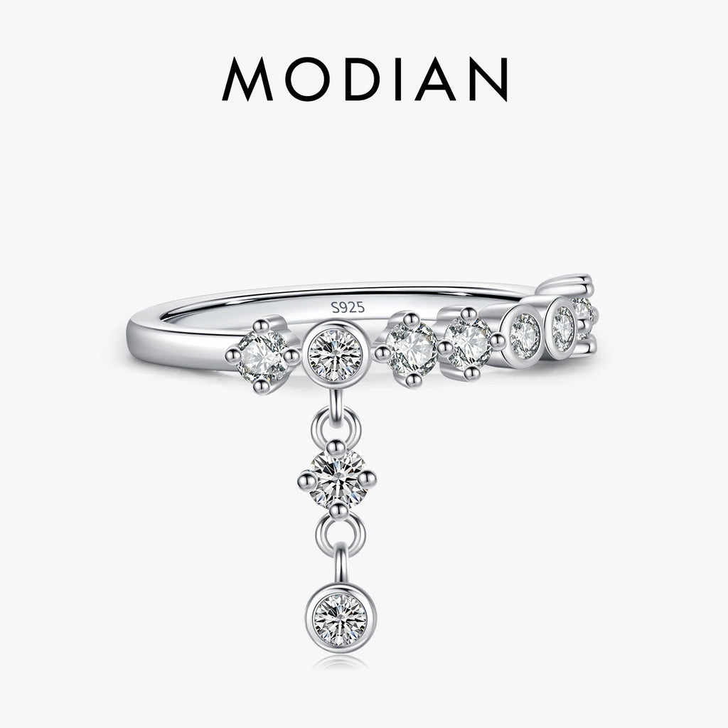 925 Sterling Silver High-Fashion Sparkling Round Zircon Charms Finger Rings For Women Party Fine Jewelry