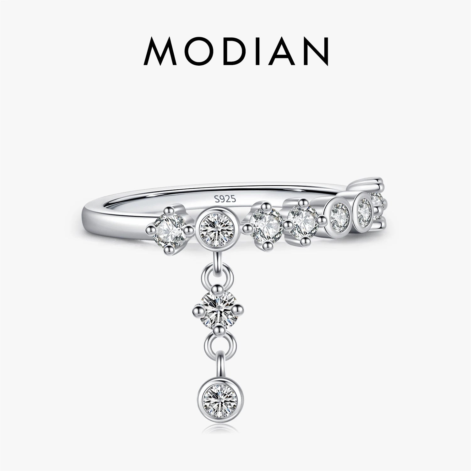 925 Sterling Silver High-Fashion Sparkling Round Zircon Charms Finger Rings For Women Party Fine Jewelry