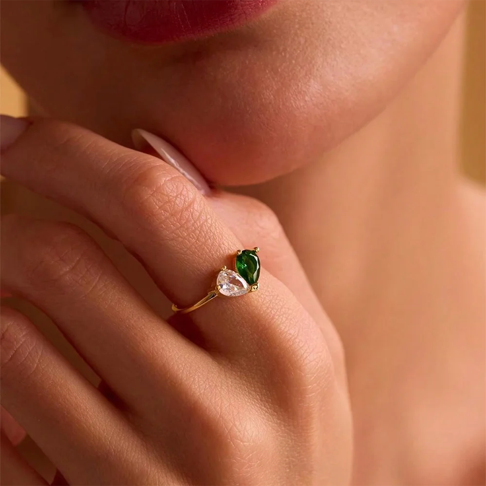 Custom Heart Birthstone Ring Elegant Women Personalized 2 Birthday Stone Anillos Couples Gold Color Jewelry Mothers Day Gifts