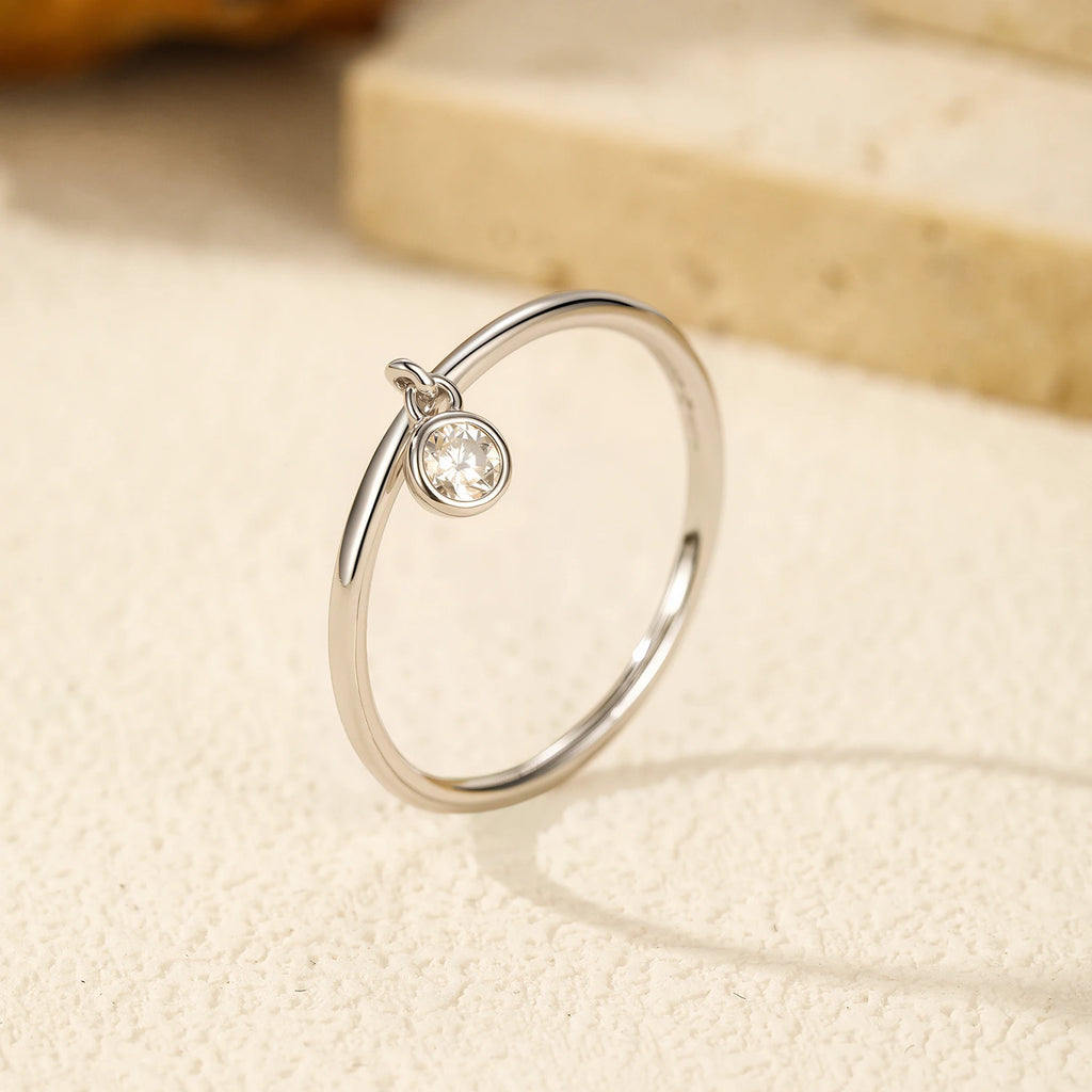 D Color Round Moissanite Ring 925 Sterling Silver Small Charms Sparkling Finger Rings For Women Wedding Jewelry Gift