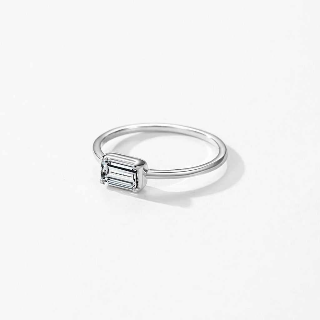925 Sterling Silver Emerald Cut Rectangle CZ Ring Exquisite Simple Anniversary Gifts For Women Fine Wedding Jewelry