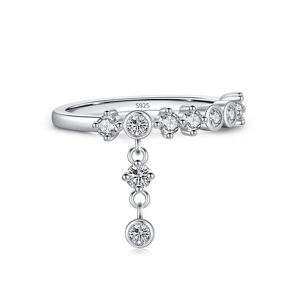 925 Sterling Silver High-Fashion Sparkling Round Zircon Charms Finger Rings For Women Party Fine Jewelry