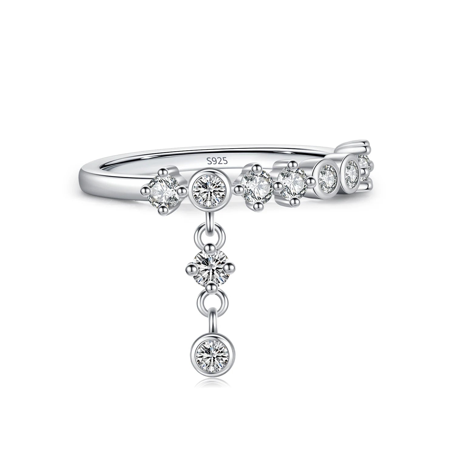 925 Sterling Silver High-Fashion Sparkling Round Zircon Charms Finger Rings For Women Party Fine Jewelry
