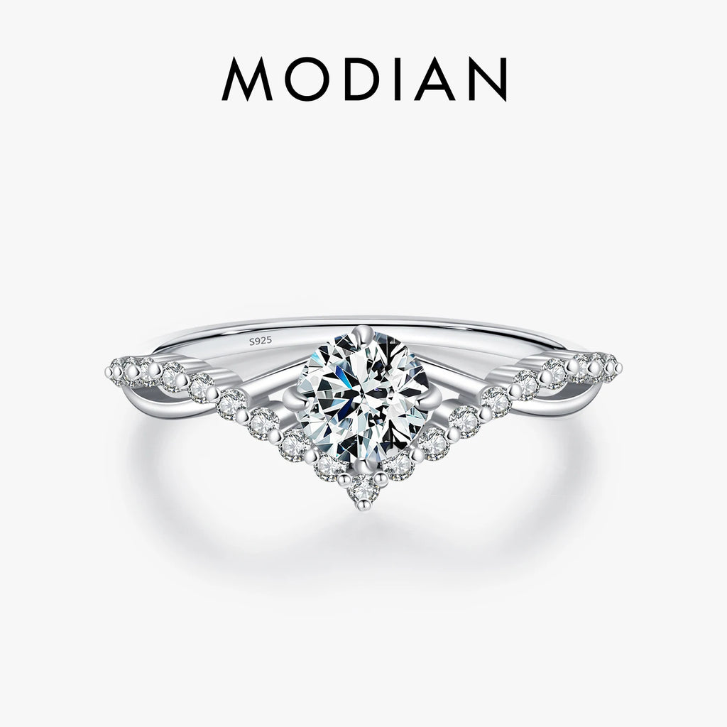 Crown D Color Moissanite Ring Delicate Lab Diamond Ring 925 Sterling Silver For Women Wedding Engagement Jewelry