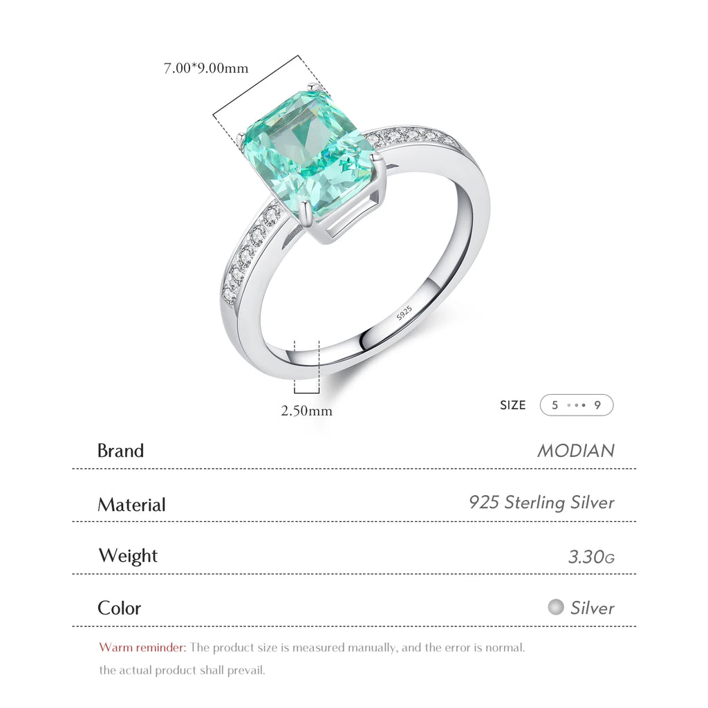 925 Sterling Silver Paraiba Color Crushed Ice Cut Cubic Zirconia Luxury Classic Cocktail Rings For Women Jewelry