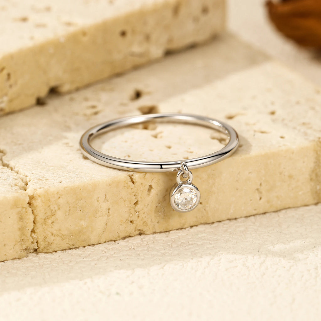 D Color Round Moissanite Ring 925 Sterling Silver Small Charms Sparkling Finger Rings For Women Wedding Jewelry Gift