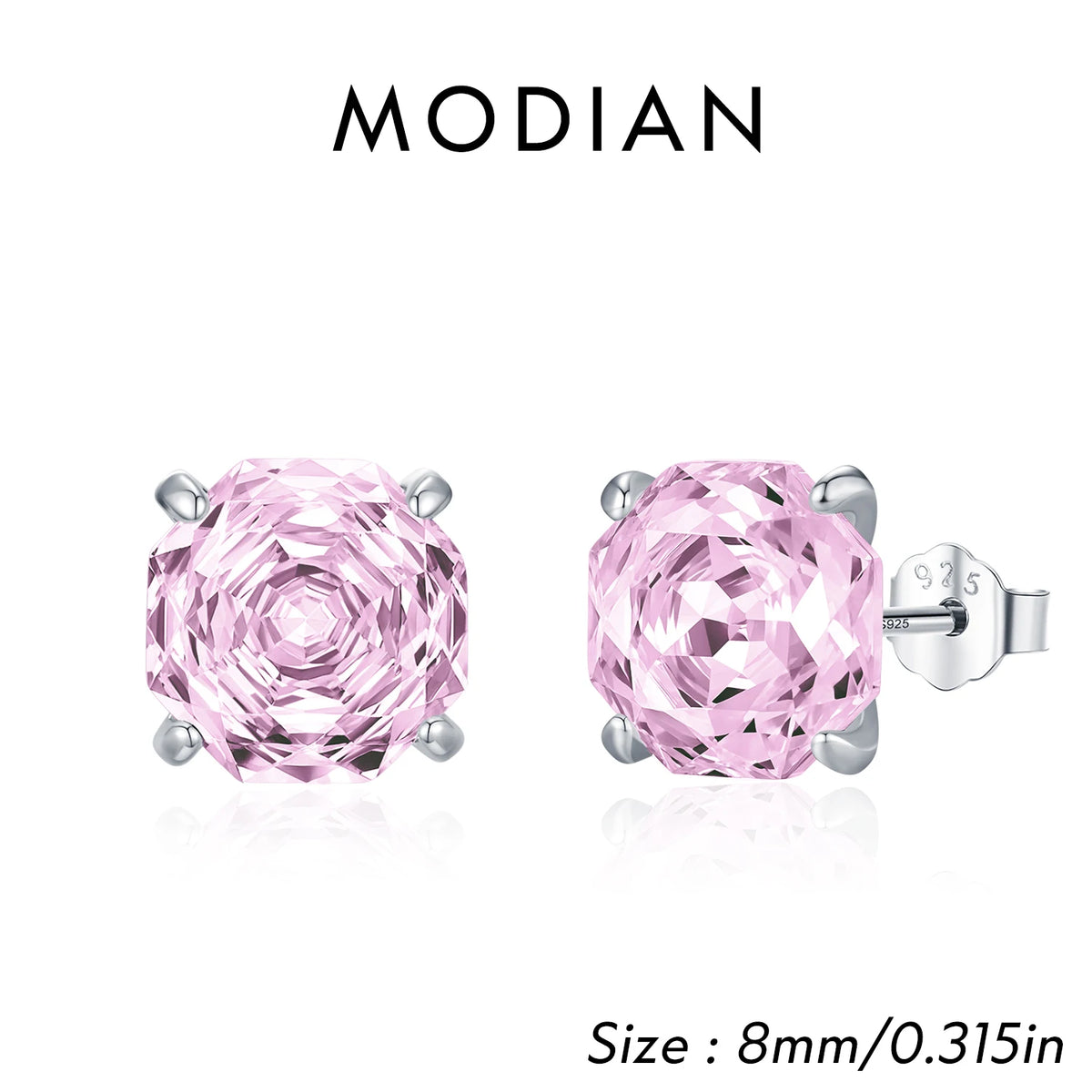 925 Sterling Silver Romantic Pink Rose Cut Sparkling Cubic Zirconia Stud Earrings For Women Party Trendy Jewelry