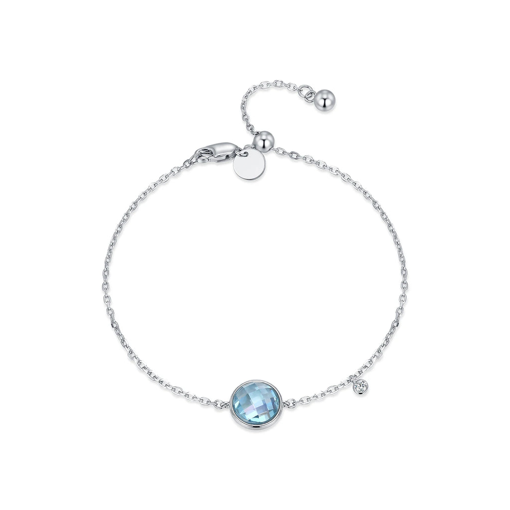 925 Sterling Silver Simple Round Blue Cubic Zirconia Bracelets Long-termism Daily Trendy Bracelets For Women Fine Jewelry
