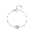 925 Sterling Silver Simple Round Blue Cubic Zirconia Bracelets Long-termism Daily Trendy Bracelets For Women Fine Jewelry