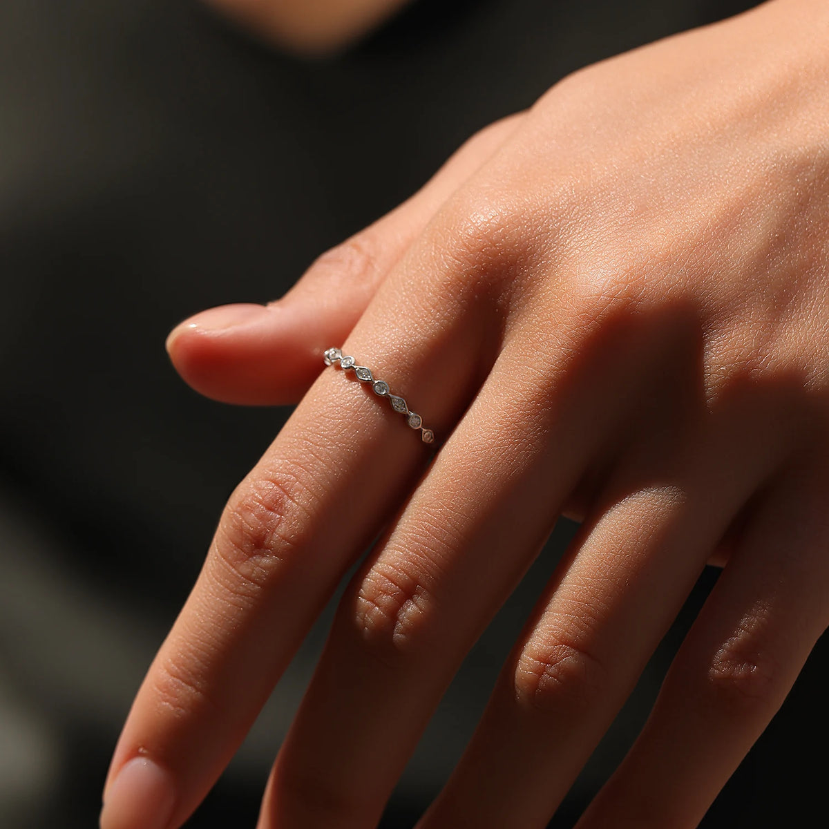 D Color Moissanite 925 Sterling Silver Light Luxury High-end Geometric Eternity Rings for Women Fine Jewelry Accessories