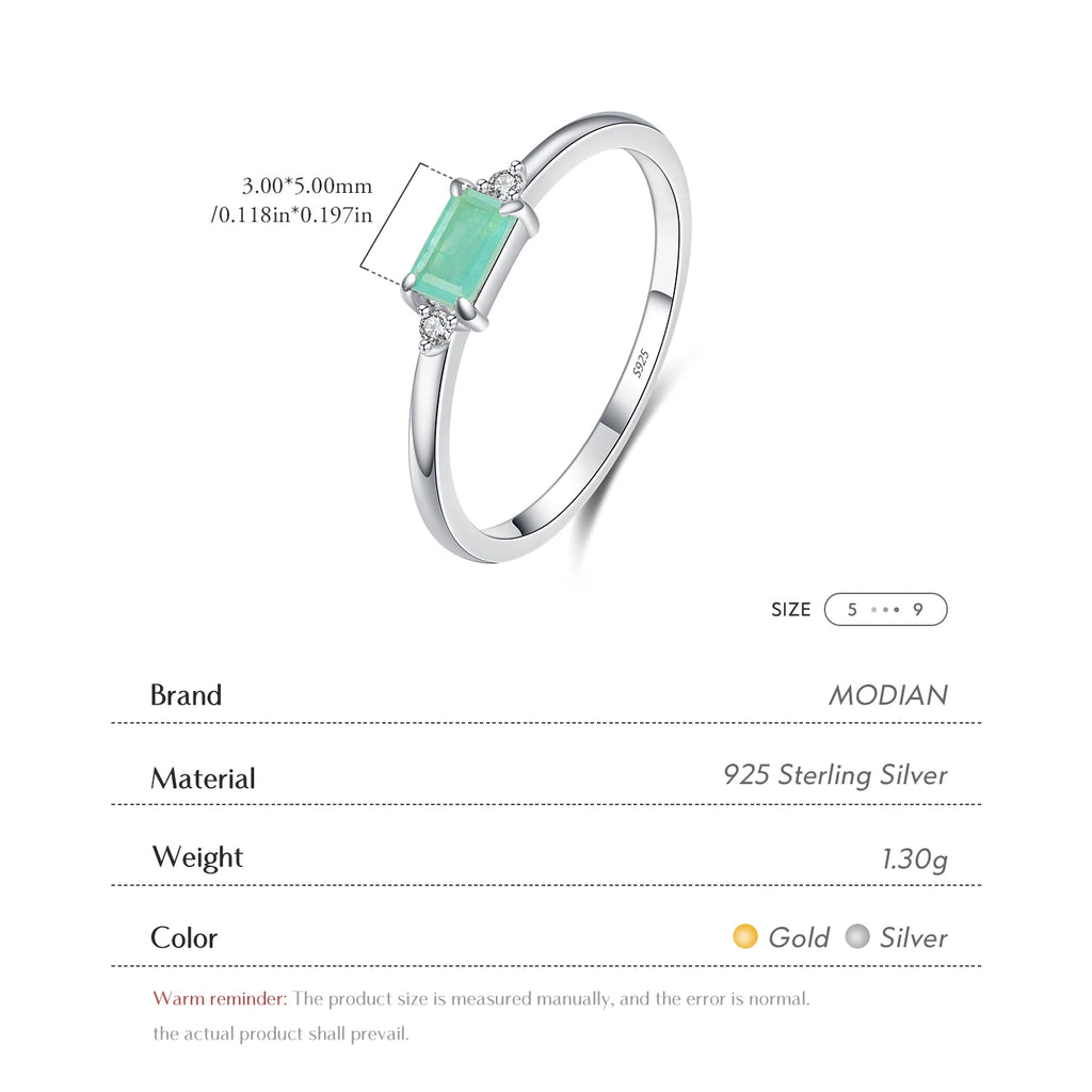 Charm Luxury Real 925 Stelring Silver Green Tourmaline Fashion Finger Rings For Women Fine Jewelry Accessories New Bijoux