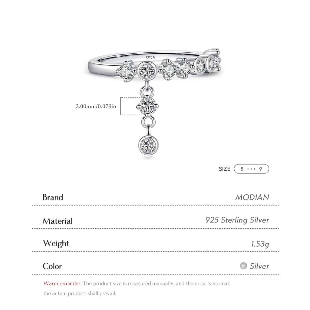 925 Sterling Silver High-Fashion Sparkling Round Zircon Charms Finger Rings For Women Party Fine Jewelry