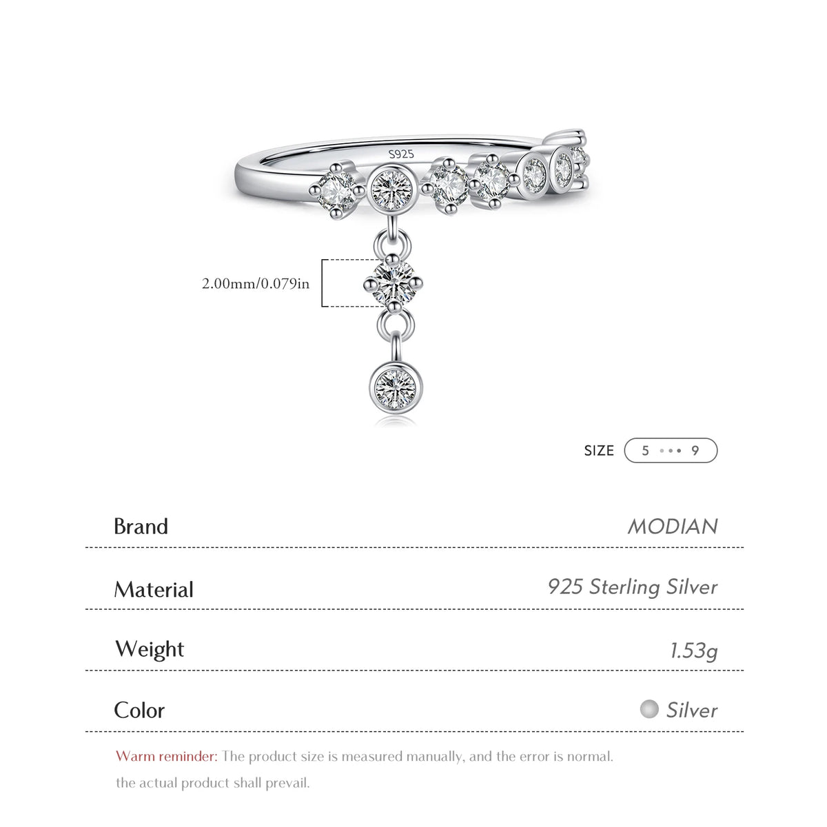 925 Sterling Silver High-Fashion Sparkling Round Zircon Charms Finger Rings For Women Party Fine Jewelry