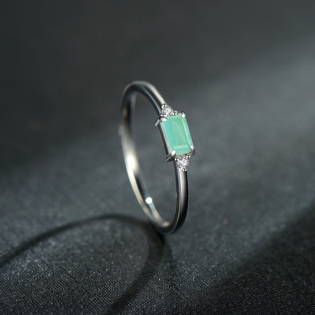 Charm Luxury Real 925 Stelring Silver Green Tourmaline Fashion Finger Rings For Women Fine Jewelry Accessories New Bijoux
