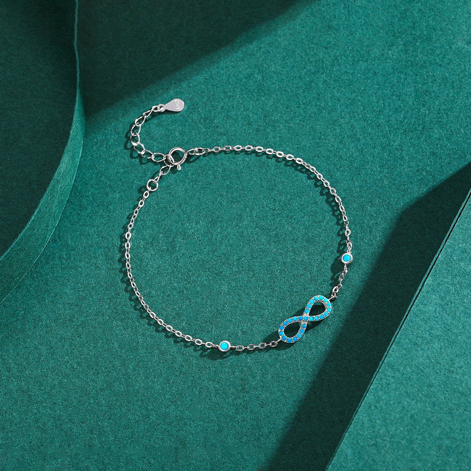 Romantic Infinite Love Bracelet 925 Sterling Silver Vintage Natural Turquoise Chain Bracelets For Women Wedding Jewelry