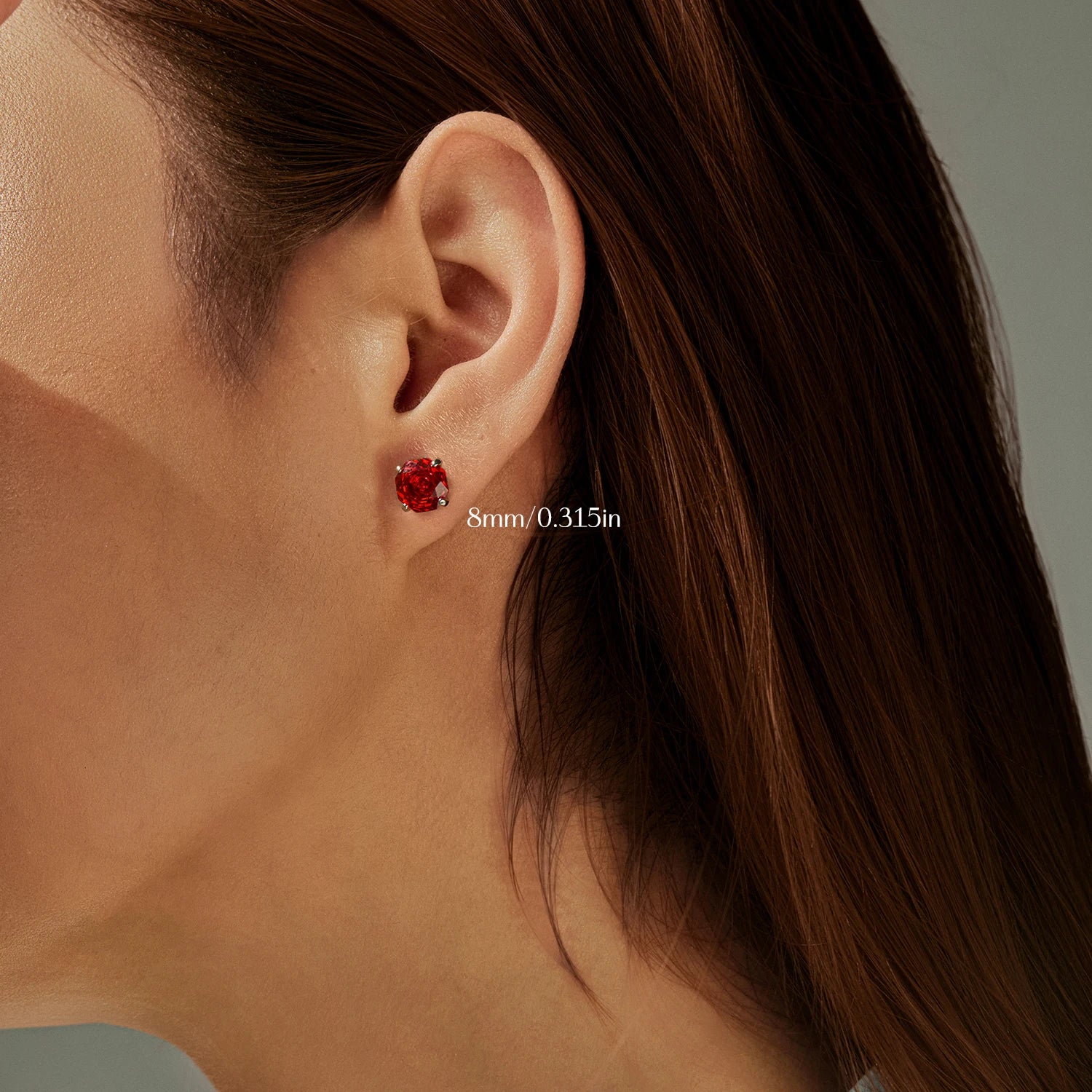 925 Sterling Silver Delicate Unisex Octagon Ear Stud Red Rose Cut Red CZ Stud Earrings For Women Fine Jewelry