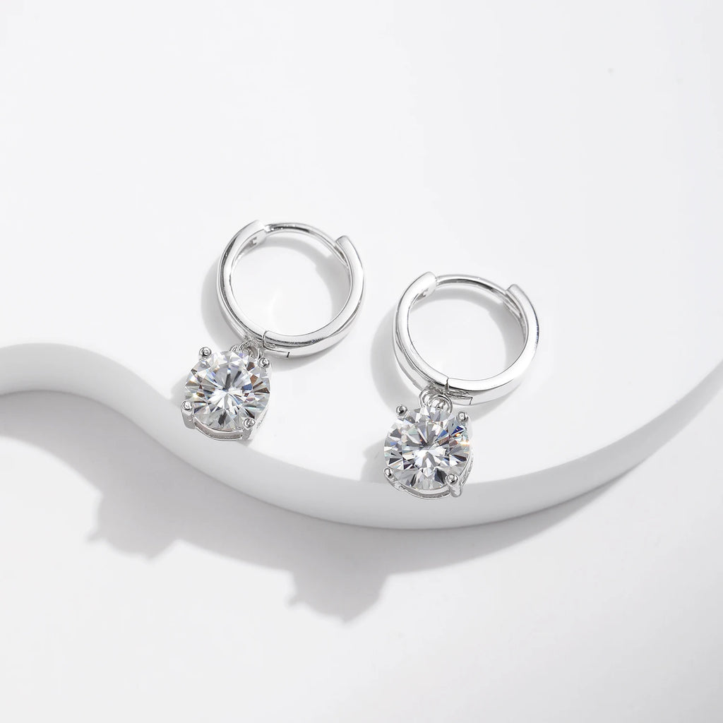 1.0CT D Color Moissanite Hoop Earrings Lab Created Diamond For Women 925 Sterling Silver Wedding Fine Jewelry Gift