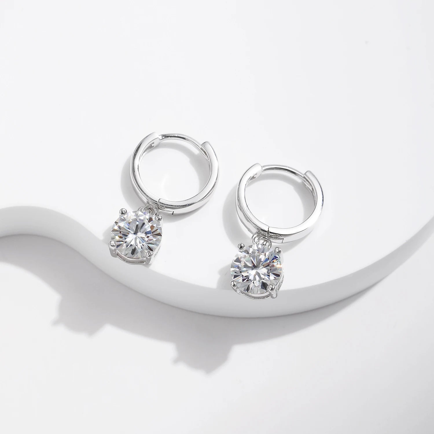 1.0CT D Color Moissanite Hoop Earrings Lab Created Diamond For Women 925 Sterling Silver Wedding Fine Jewelry Gift