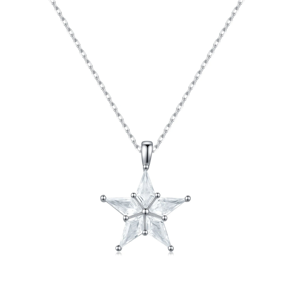 925 Sterling Silver Delicate Shinning Stars Necklace Clear Zirconia Stackable Pendant Necklaces For Women Fine Jewelry