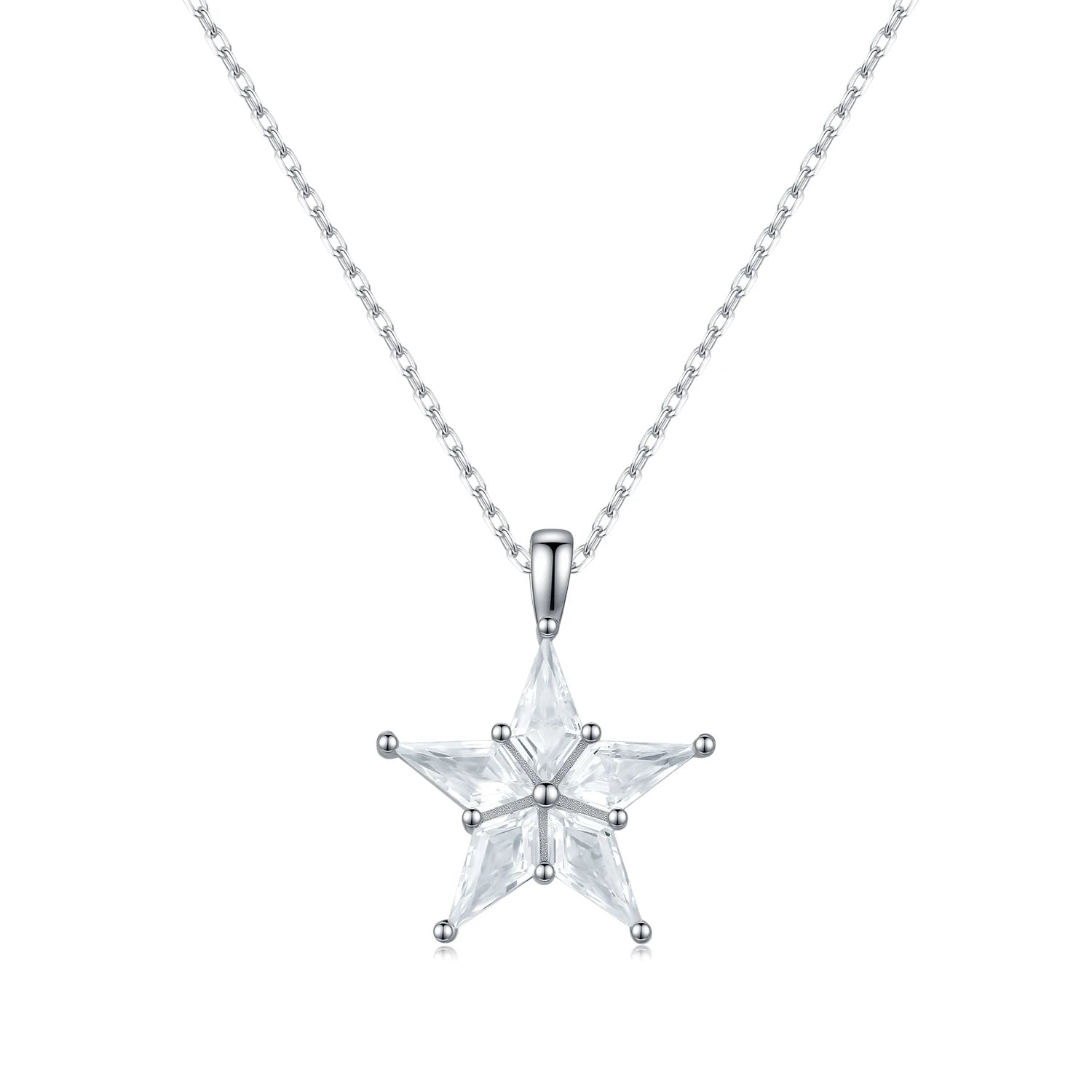 925 Sterling Silver Delicate Shinning Stars Necklace Clear Zirconia Stackable Pendant Necklaces For Women Fine Jewelry