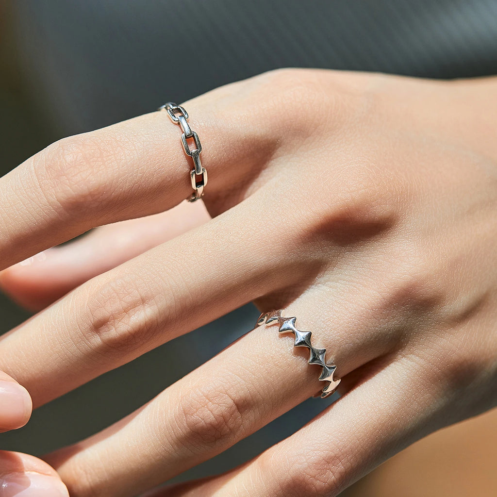 925 Sterling Silver Daily Retro Lock Eternity Bands Rings Vintage Stackable Party Fine Jewelry For Women Accessories