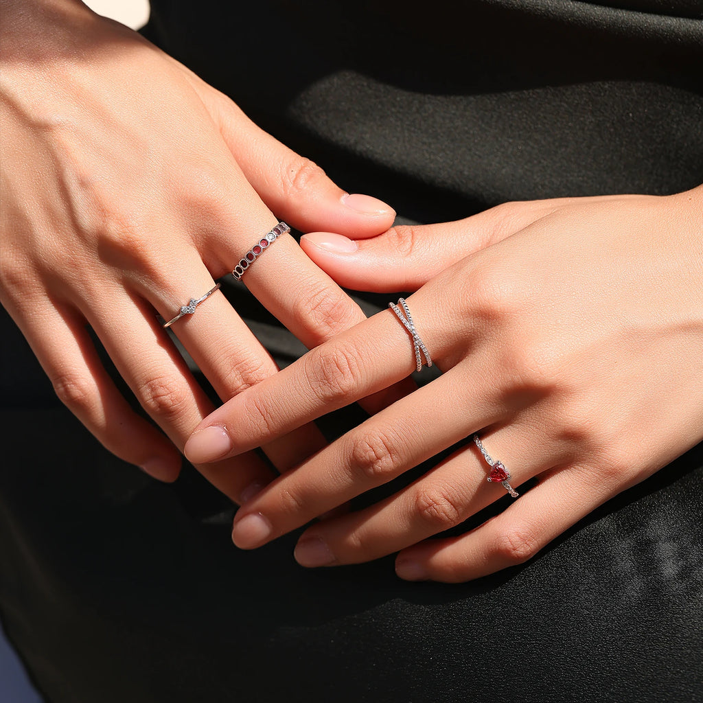 D Color Moissanite Stackable Ring 925 Sterling Silver Thin Minimalist Promise Finger Ring Fine Jewelry For Women Gift