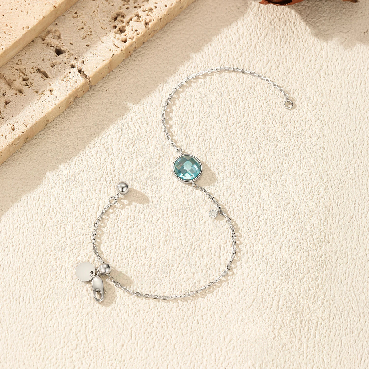 925 Sterling Silver Simple Round Blue Cubic Zirconia Bracelets Long-termism Daily Trendy Bracelets For Women Fine Jewelry