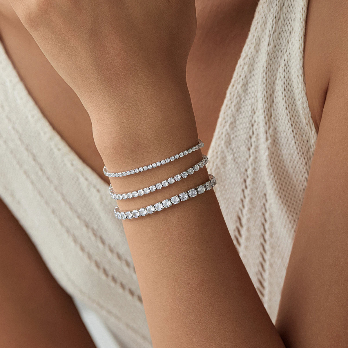2MM 3MM 4MM Fashion Bracelets 925 Sterling Silver Luxury Round Clear CZ Thin Tennis Bracelet For Women Fine Jewelry Gifts