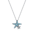 925 Sterling Silver Vintage Turquoise Necklace Starfish Stars Pendant Necklace for Women Lucky Daily Jewelry Gift