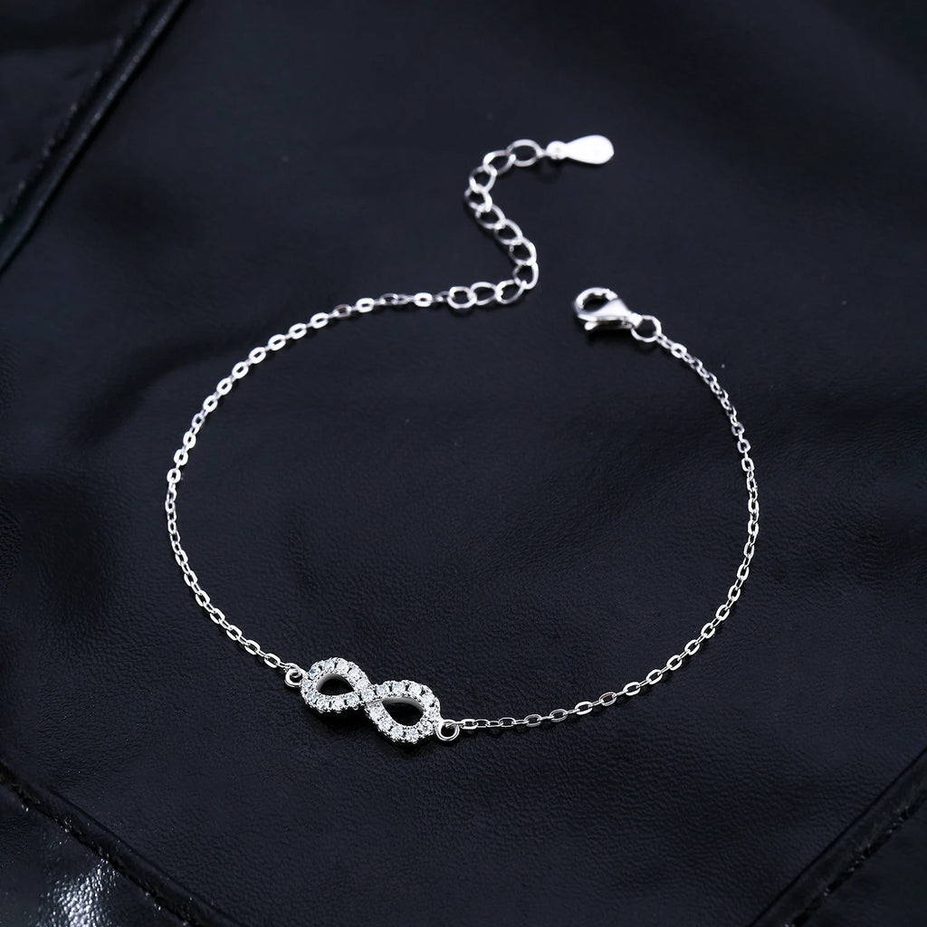 D Color Moissanite Lab Created Diamond Bracelet 925 Sterling Silver Romantic Exquisite Infinity Love For Women Jewelry