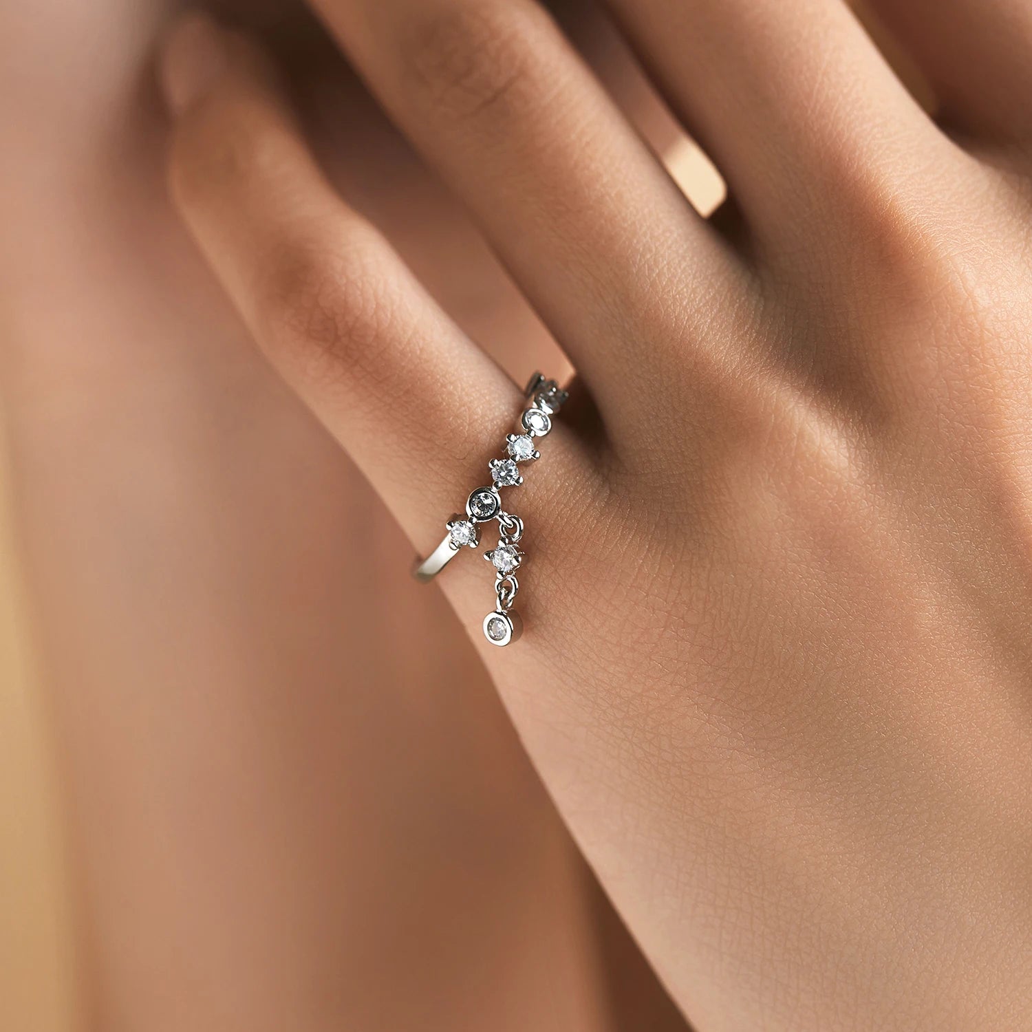 925 Sterling Silver High-Fashion Sparkling Round Zircon Charms Finger Rings For Women Party Fine Jewelry