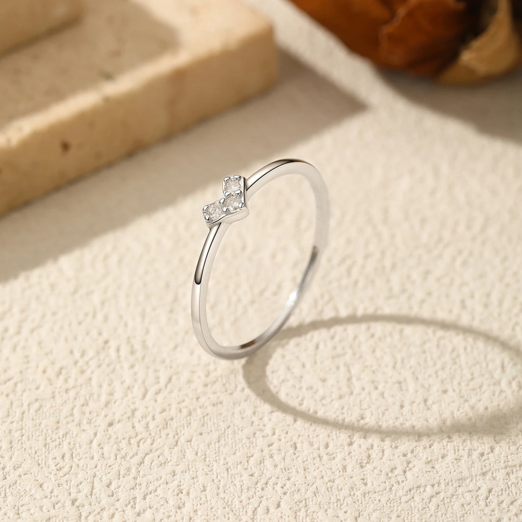 D Color Moissanite Stackable Ring 925 Sterling Silver Thin Minimalist Promise Finger Ring Fine Jewelry For Women Gift
