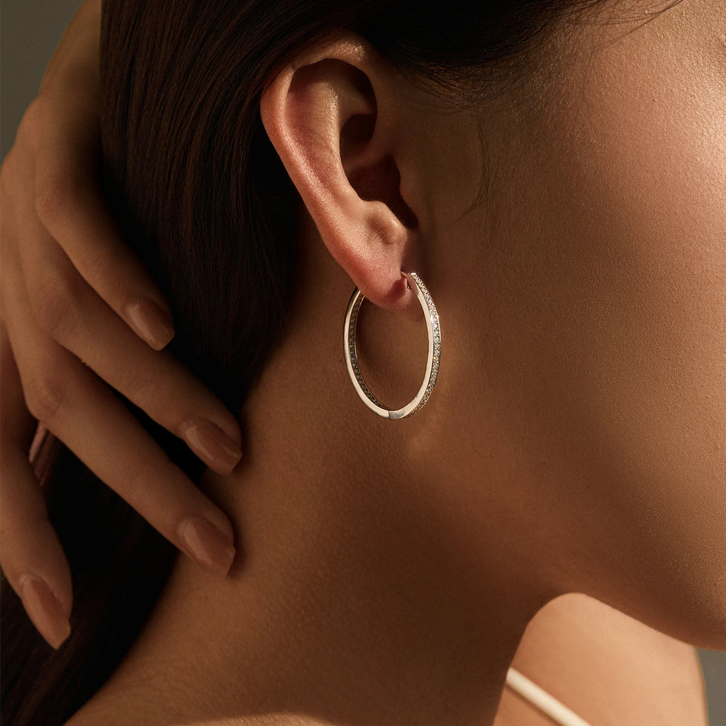 D Color Moissanite Earring 925 Sterling Sliver White Gold Plated Big Hoop Earring for Women Wedding Party Jewelry