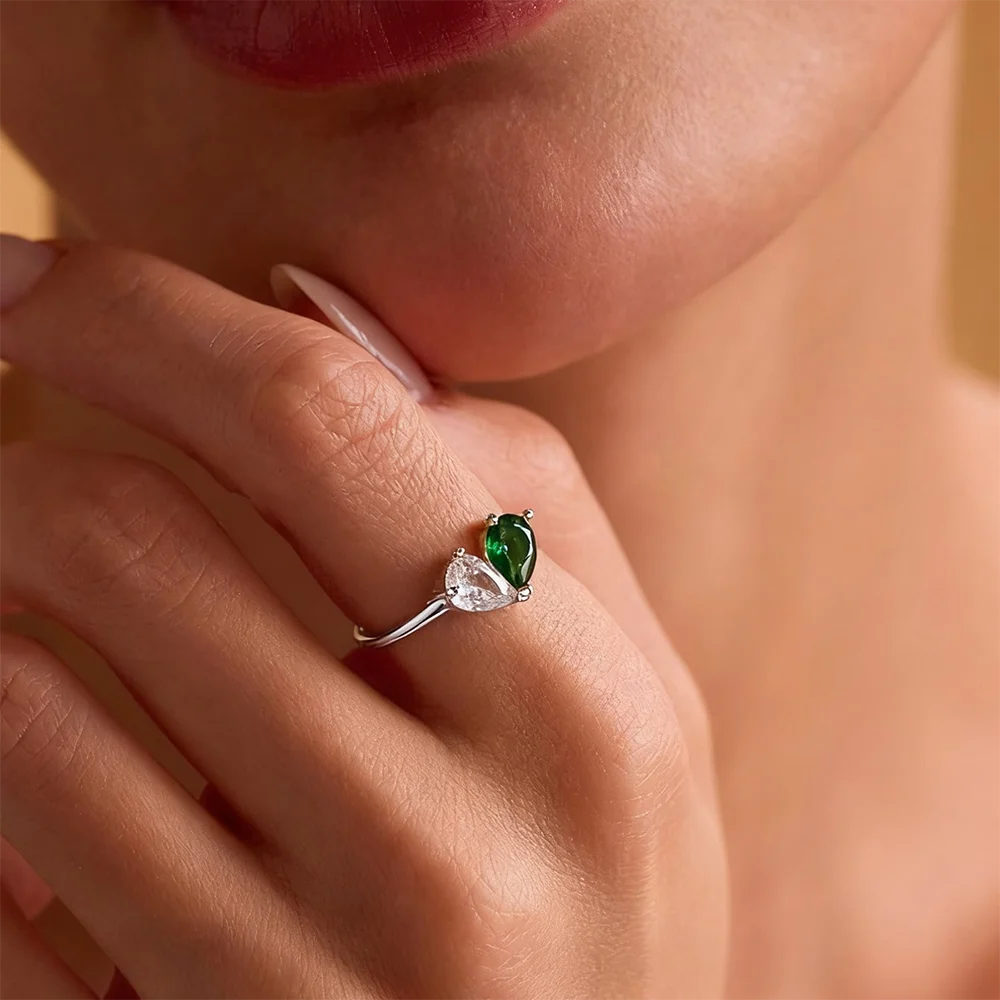 Custom Heart Birthstone Ring Elegant Women Personalized 2 Birthday Stone Anillos Couples Gold Color Jewelry Mothers Day Gifts