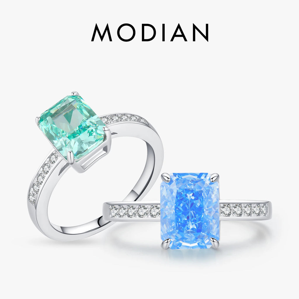 925 Sterling Silver Paraiba Color Crushed Ice Cut Cubic Zirconia Luxury Classic Cocktail Rings For Women Jewelry