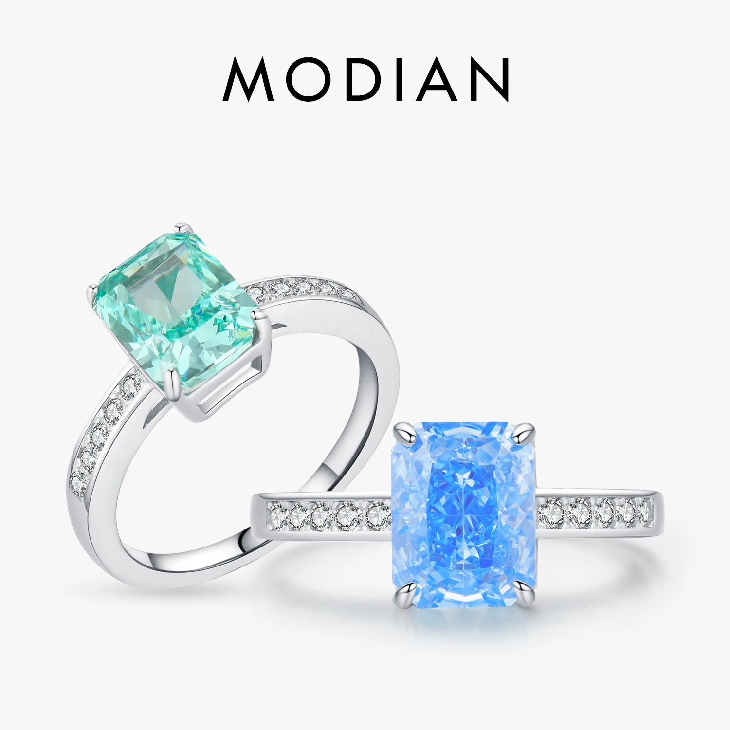 925 Sterling Silver Paraiba Color Crushed Ice Cut Cubic Zirconia Luxury Classic Cocktail Rings For Women Jewelry