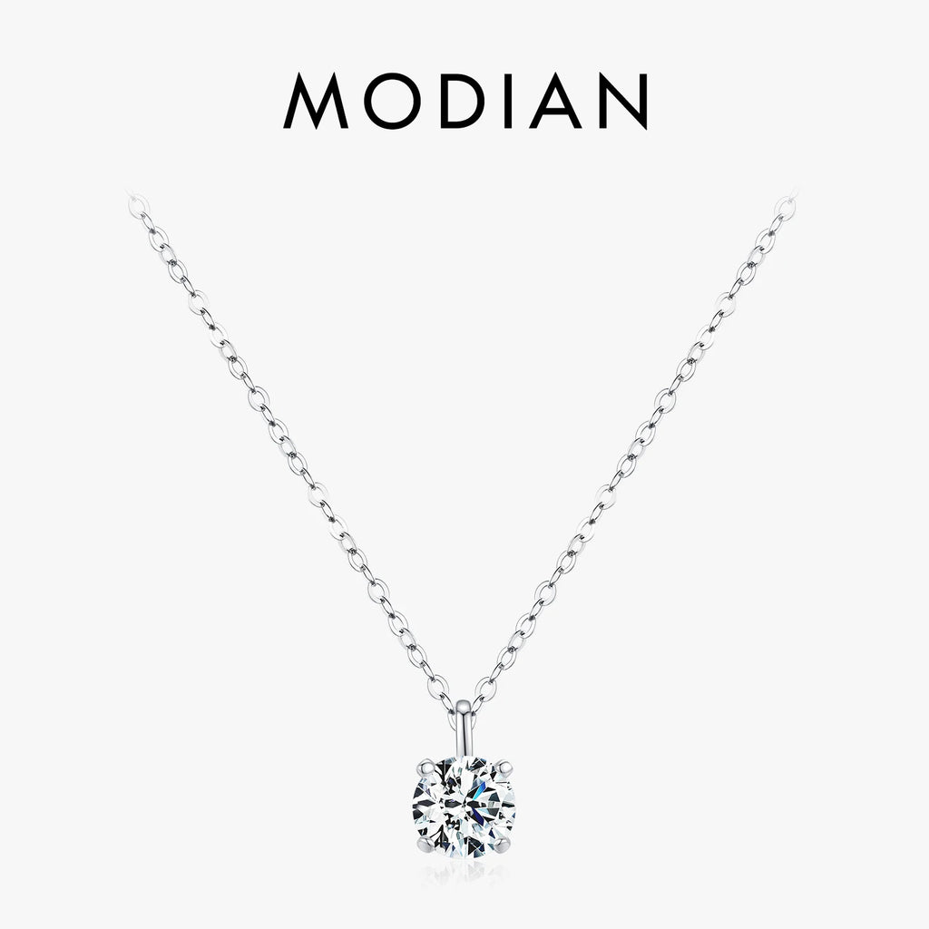 1CT Prong Setting Moissanite Necklace D color VVS1 Lab Diamond Pendant For Women 925 Sterling Silver Wedding Jewelry