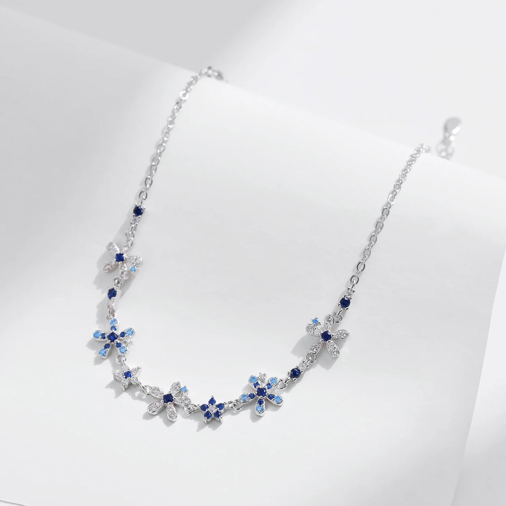 925 Sterling Silver Luxury Flowers Pave Setting CZ Brilliant Bracelets Fashion Daily Link Chain For Women Jewelry Gift