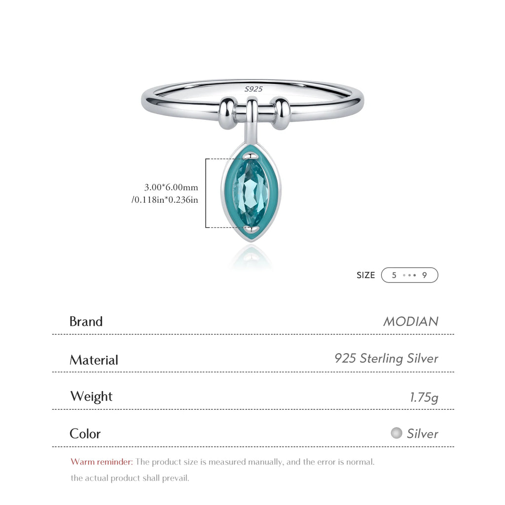 925 Sterling Silver Fashion Delicate Mint Green Enamel Rhombic Zirconia Charms Trendy Rings For Women Fine Jewelry Gift