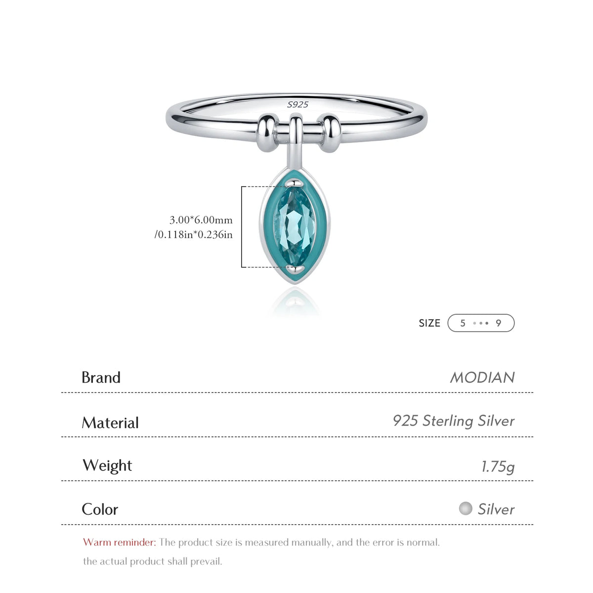 925 Sterling Silver Fashion Delicate Mint Green Enamel Rhombic Zirconia Charms Trendy Rings For Women Fine Jewelry Gift
