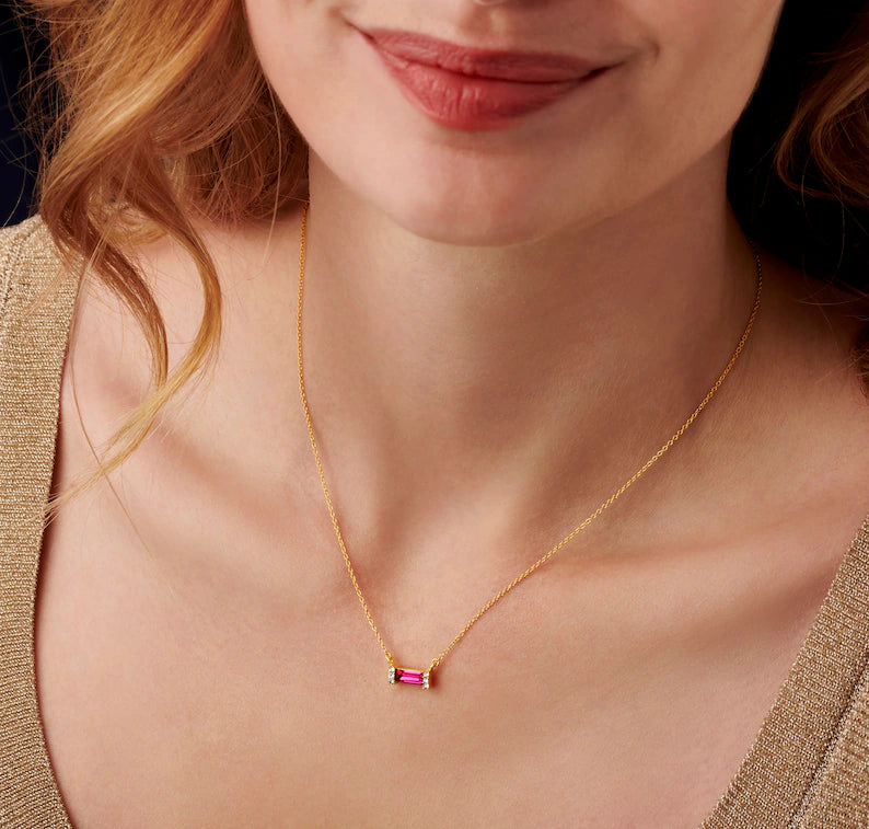Amara Ruby Bar Necklace