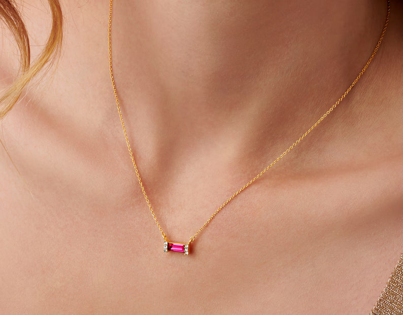 Amara Ruby Bar Necklace
